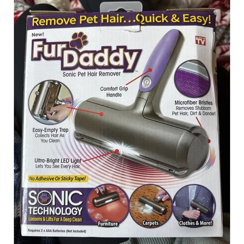 Fur Daddy Sonic Pet Hair Remover for Dogs/Cats Lightweight Cordless Reusable New
